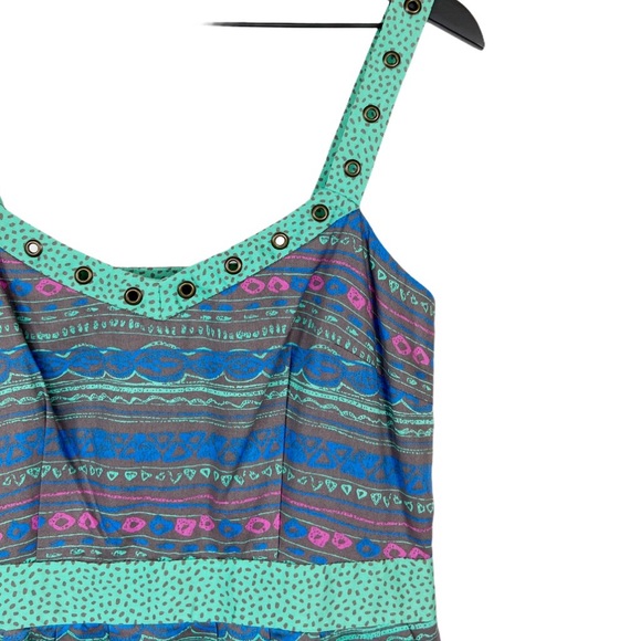 I heart Ronson Sundress NEW Green Gray Aztec Print Mini - Picture 2 of 10